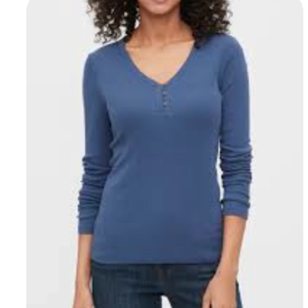 *GAP Henley Blue Long Sleeve